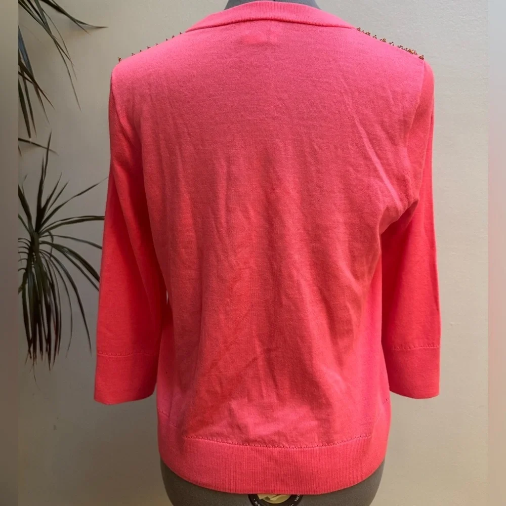 Kate Spade NY Pink Embellished Wool Cardigan Sweater